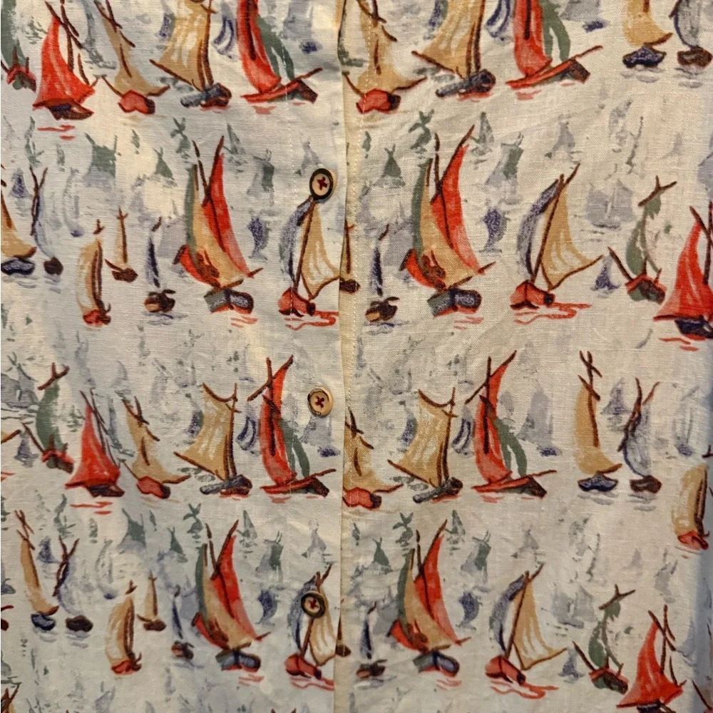 Vintage Laura Ashley Nautical Sailboat Print Blouse size 12 - Picture 7 of 7